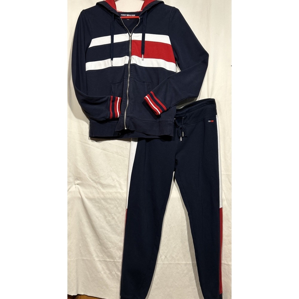 Tommy Hilfiger Sport Y2K Track Suit Women's Sz S Red White and Blue Retro Block
